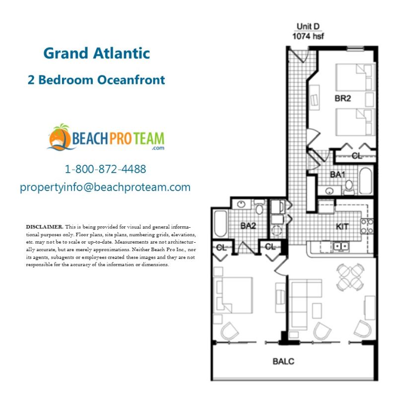 Grand Atlantic Floor Plan D - 2 Bedroom Oceanfront